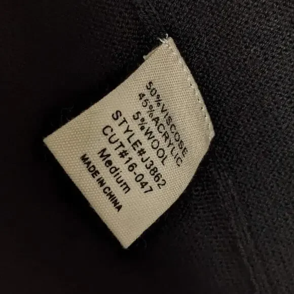 M. Rena Black Long Sleeve Fringe Cardigan Open Front Knit Size M NWT - Picture 5 of 7